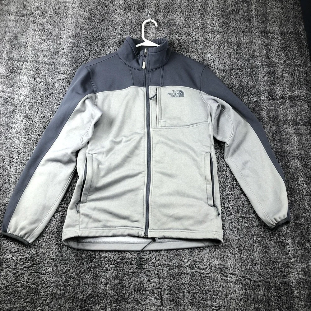 The North Face Jacket Mens‎ Small Gray Fleece Softshell Full Zip Pockets Hiking